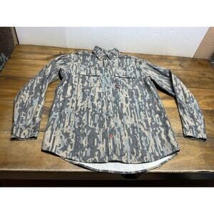 Duck Camp Long Sleeve Hunting Flannel Shirt Men’s Large Woodland Camo